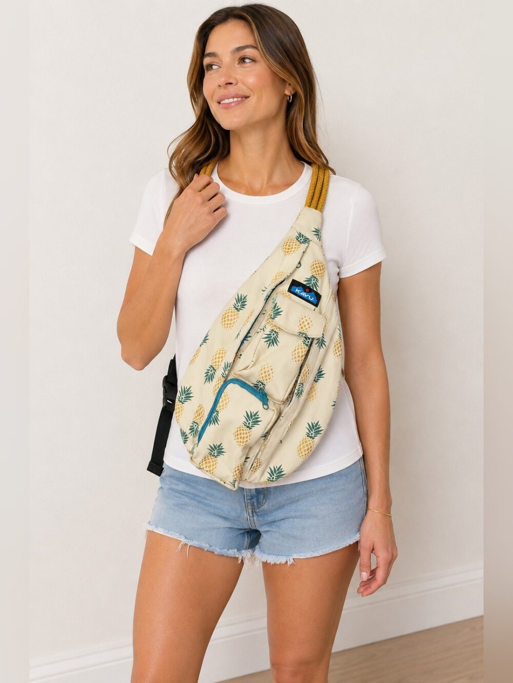 KAVU Rope Sling Bag Pineapple Express Crossbody Canvas Travel Outdoor